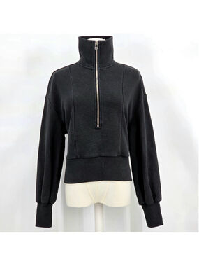 Quiet Luxury Varley Ramona Half Zip Sweatshirt Women’s Black Relaxed Fit
